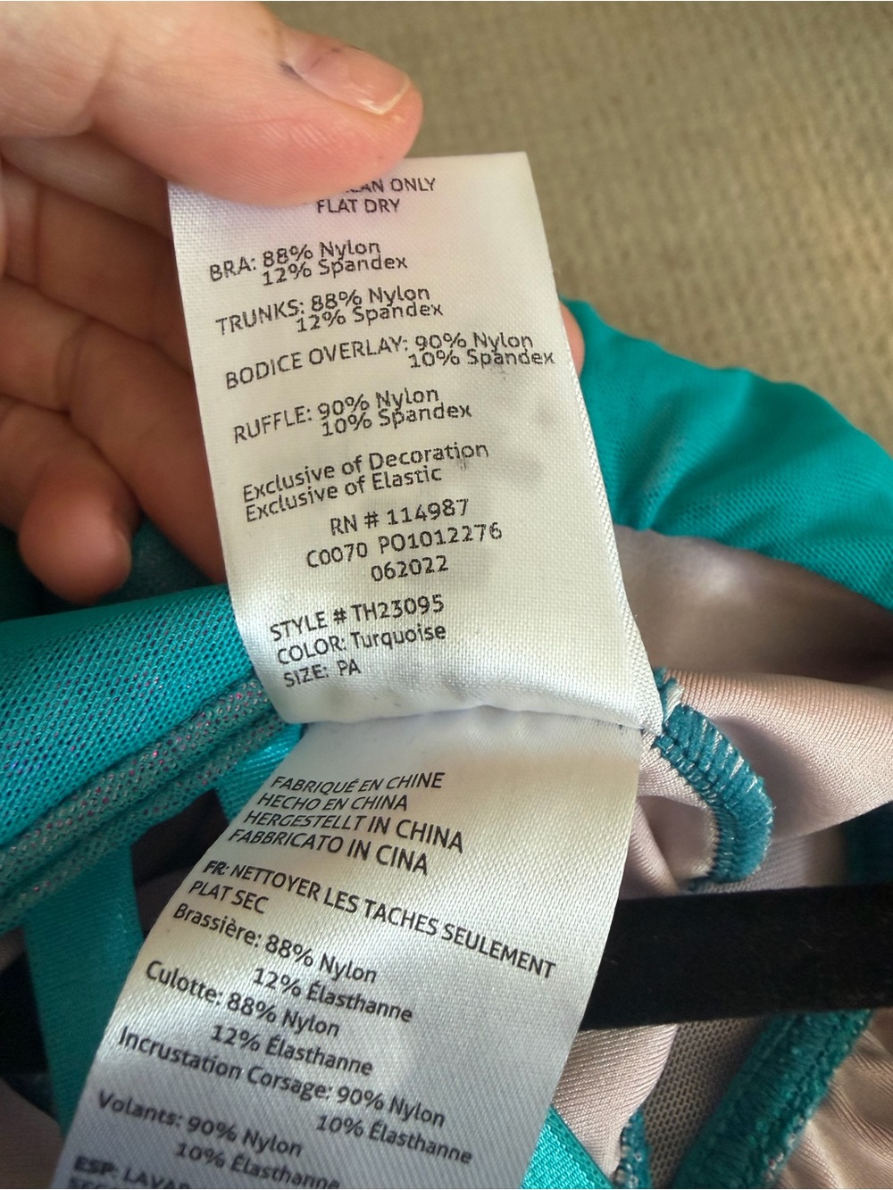 Girls Teal and Pink Floral Dance Costume petite adult - Picture 3 of 4